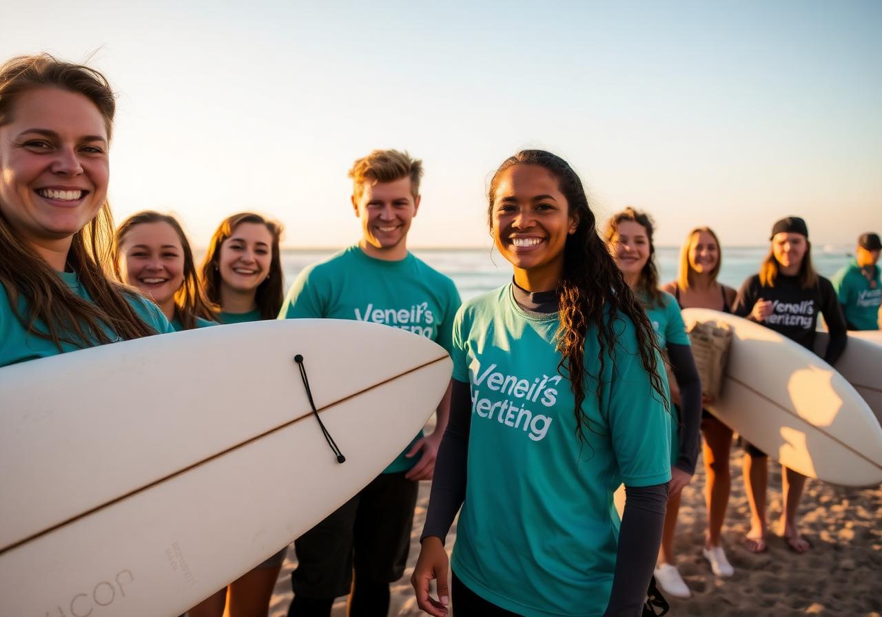 SurfSquare volunteers on a Maldivian beach